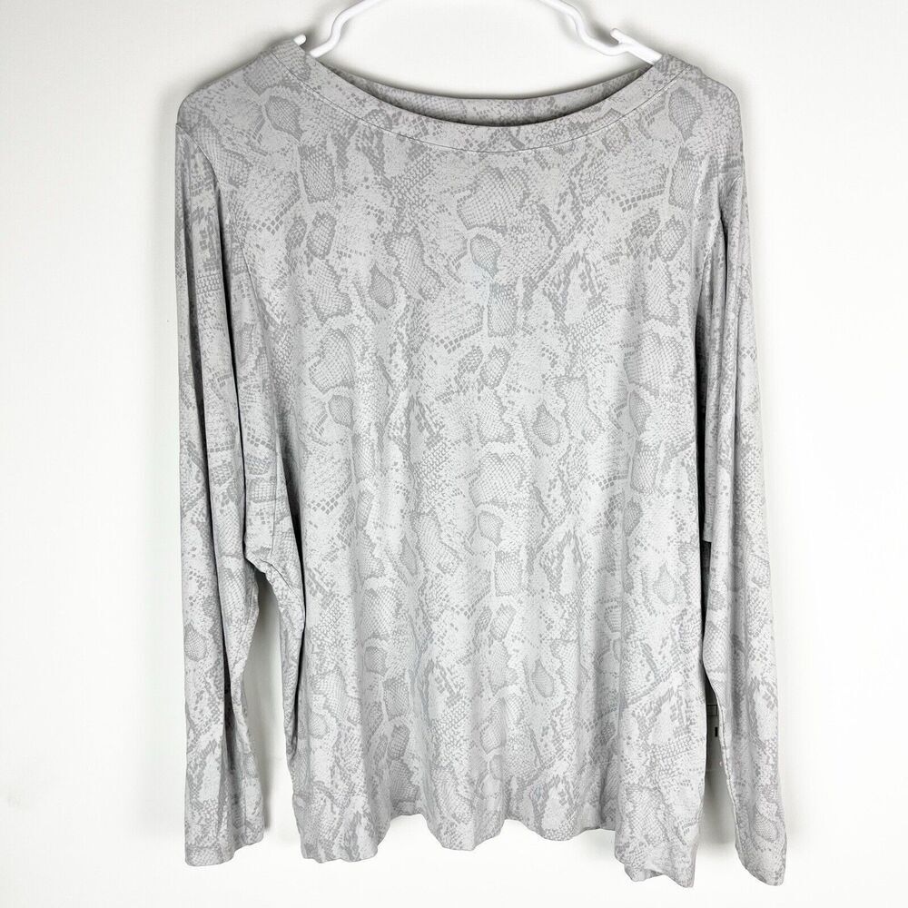 J. Jill Shirt Wearever Collection Gray Snake Print Long‎ Sleeve Stretch Size M​​
